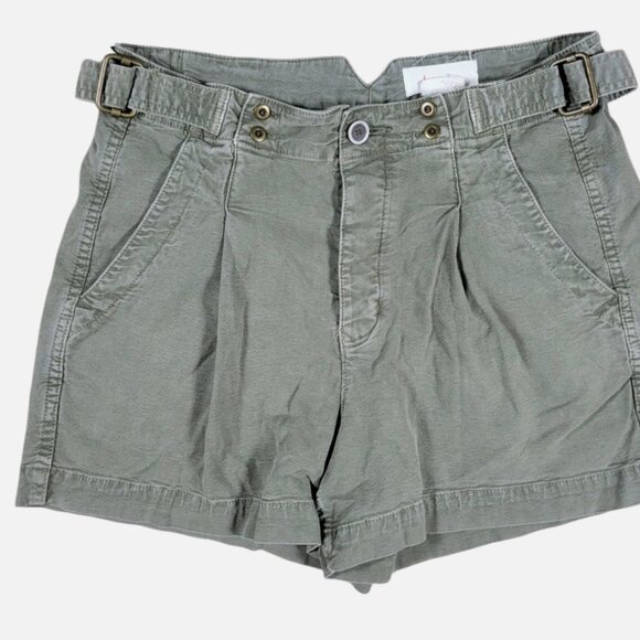 Anthropologie Liz Utility Green High Waisted Shorts Button Fly Size 25 - Picture 4 of 4